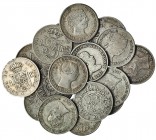 17 monedas de 1 real y 10 céntimos de escudo. 1865. Sevilla. Barcelona, 1857 y 1858; Madrid, 1844, 1847 (3), 1852 (2), 1859 (3), 1860 y 1862; Sevilla,...
