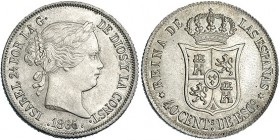 40 céntimos de escudo. 1865. Madrid. VI-429. EBC+/SC.