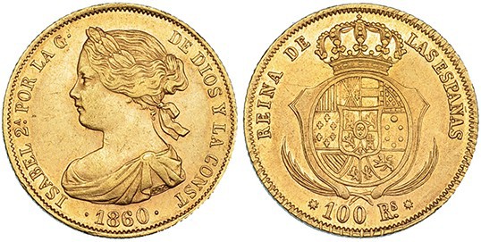 100 reales. 1860. Barcelona. VI-636. MBC+.
