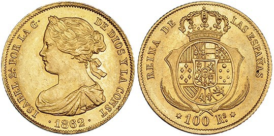 100 reales. 1862. Madrid. VI-649. EBC.