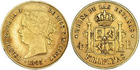 4 pesos. 1863. Manila. VI-688. MBC.