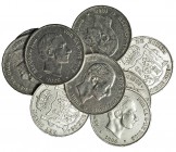 Lote de 10 monedas de 50 centavos de peso. 1885. Manila. VII-80. MBC/MBC+.