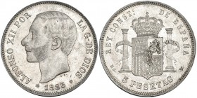 5 pesetas. 1883 *18-83. Madrid. MSM. VII-89. EBC-.