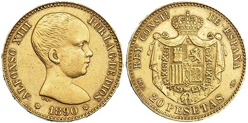 20 pesetas. 1890 *18-90. Madrid. MPM. VII-195. MBC.