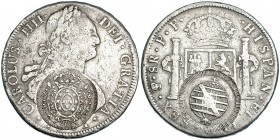 BRASIL. Resello de 960 Reis sobre 8 reales. 1801. Potosí PP. KM-251. BC+ la moneda, MBC el resello.