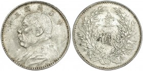 REPÚBLICA DE CHINA. Dolar. Yuan. Año 3 (1914). Canto estriado. Y-329. Pequeñas marcas. EBC-.