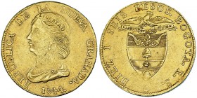 COLOMBIA. 16 pesos. 1844. Bogotá, RS. KM-94.1. MBC.