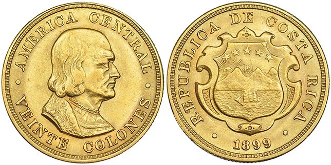 COSTA RICA. 20 colones. 1899. KM-141. EBC-.