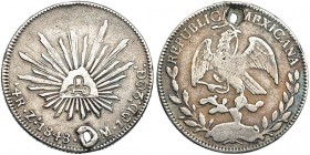 CUBA. Resello llave sobre 4 reales. 1848. Zacatecas. KM-2. Agujero. El resello MBC.
