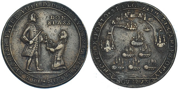 GRAN BRETAÑA. Medalla. Almirante Vernon. 1739. Toma de Portobello. AE 28mm. MBC....