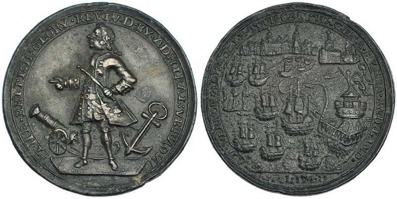 GRAN BRETAÑA. Medalla. Almirante Vernon. 1741. Toma de Cartagena. AE 38mm. MBC.