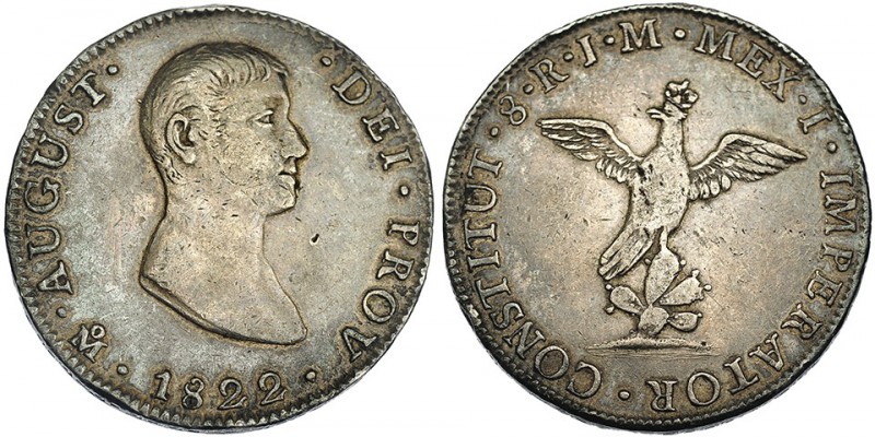 MÉXICO. 8 reales. 1822. México. JM. Antonio I Iturbide. KM-304. Pequeñas marcas....