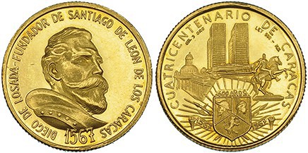 VENEZUELA. Medalla. Cuatricentenario de Caracas. 1567-1967. Diego de Losada. AU ...