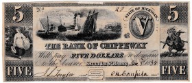 MICHIGAN. Banco de Chippeway. 5 dólares. 1838. SC.