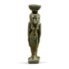 Late Period, 26th Dynasty, circa 664-525 B.C. Depicting the goddess Nephthys wearing the two hieroglyphic parts of her name (Neb(et)-Hut), with dorsal...