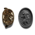 6th-4th century B.C. With carapace detailing to the convex face; underside with gryllos of a bearded male, a slender female and a boar. Cf. Boardman, ...