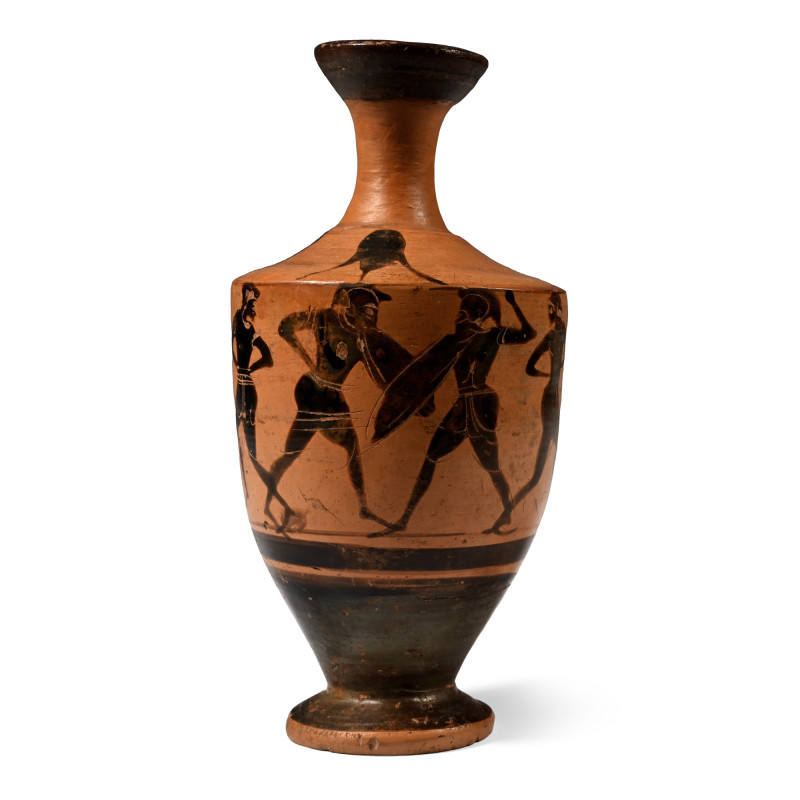 Greek Attic Black-Figure Lekythos with Fighting Warriors. 6th century B.C. With ...