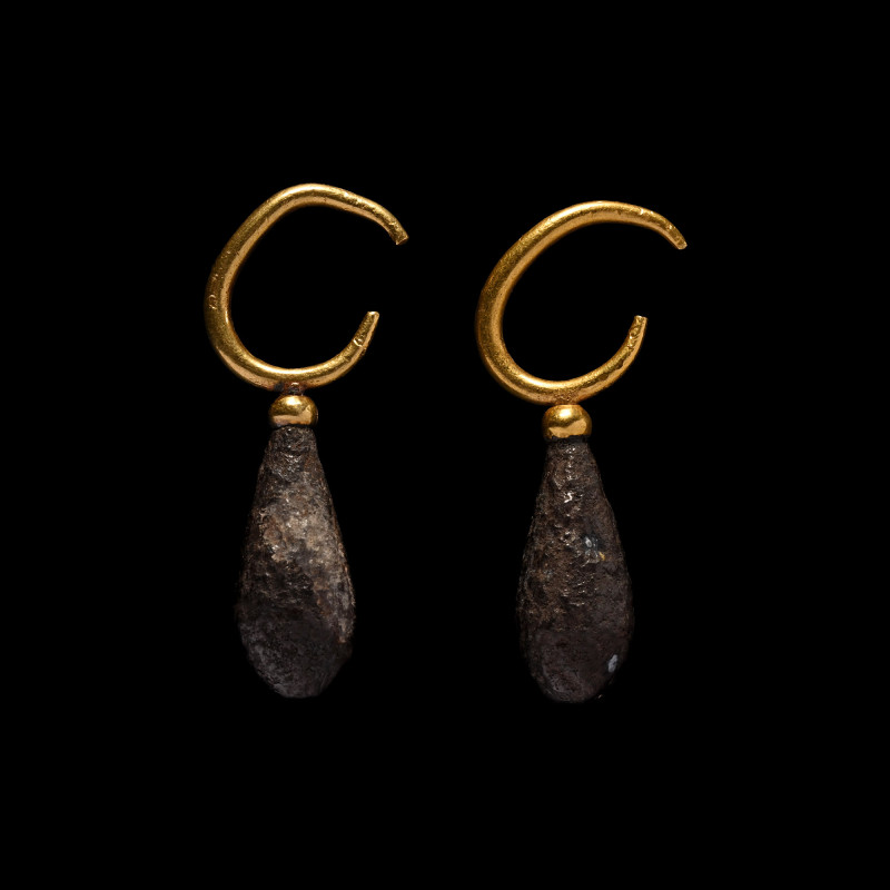 Late Eastern Greek Gold and Silver Earring Pair. 1st century B.C.-1st century A....