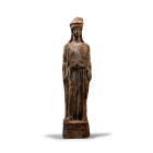 Large Attic Greek Terracotta Statue of Kore with Sea Encrustations. 5th century B.C.