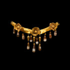 Eastern Greek Gold Necklace Element with Agate Drops. Circa 3rd century B.C.