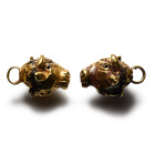 Cypriot Gold Bull-Headed Pendant Pair. 7th century B.C.