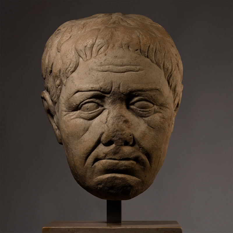 Life-Size Roman Republican Marble Portrait Head of a Man. 2nd-1st century B.C. P...