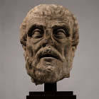 Monumental Marble Head of a Greek Philosopher. 1st century B.C.-1st century A.D.
