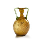 Roman Honey and Green Double-Handled Glass Pilgrim's Flask. 1st-4th century A.D.