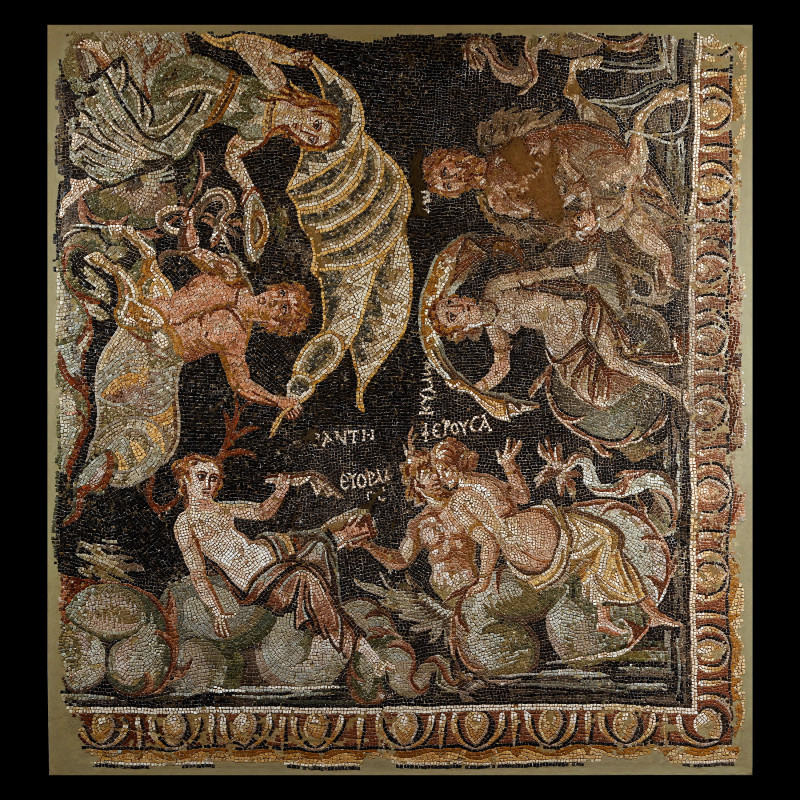 Roman Mosaic Depicting Nereids and Tritons. Circa 270-350 A.D. At the centre of ...