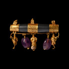 Roman Gold Amuletic Case Pendant with Menorah. 1st-4th century A.D.