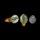 Roman Gold Ring with Maenad Gemstone. 1st-2nd century A.D.