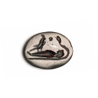 Roman Bloodstone Intaglio with Horus, Osiris and Ouroboros. 2nd-3rd century A.D.