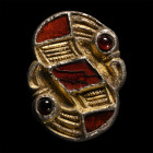 Frankish Silver-Gilt S-Shaped Bird Brooch with Garnets. 5th-6th century A.D.