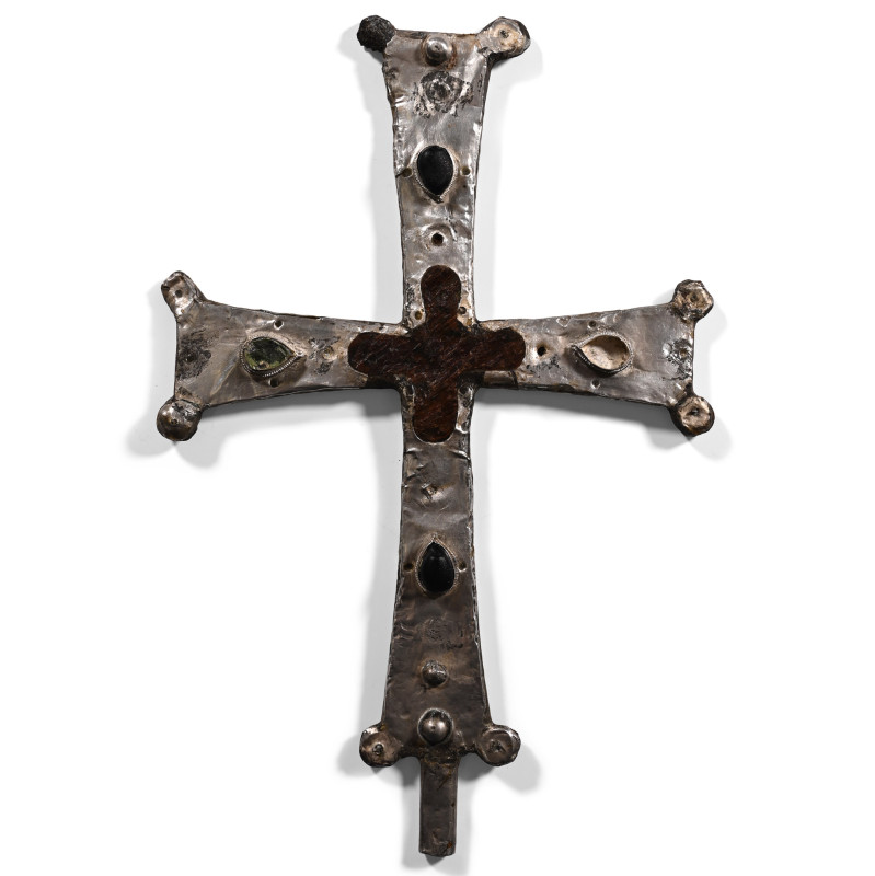 Byzantine Silver Processional Cross with Cabochons. Circa 10th-11th century A.D....