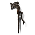 Scandinavian Viking Silver Dragon-Headed Iron Pin. 10th-11th century A.D.