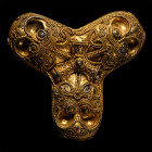 Scandinavian Viking Silver-Gilt Trefoil Brooch with Beasts. 9th century A.D.