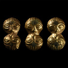 Scandinavian Pre-Viking Gold Double-Headed Mount Group. Circa 6th century A.D.