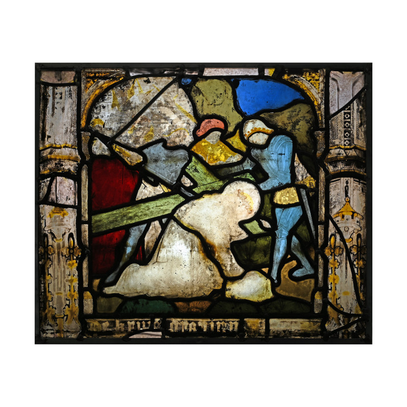 Stained Glass Panel with the Road to the Calvary. Flemish, 19th century A.D. or ...
