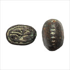 Phoenician Inscribed Bronze Scaraboid Seal. Late 1st millennium B.C.