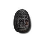 Egyptian Black Stone Scarab. Late Period, 664-332 A.D.