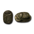 Phoenicio-Egyptian Dark Green Stone Scarab. Circa 9th-8th century B.C.