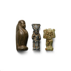 Egyptian Stone and Faience Amulet Group. Late Period-Roman Period, circa 664 B.C.-100 A.D.