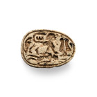 Large Egyptian Steatite Scarab with Sphinx. Late Period, 664-332 B.C.
