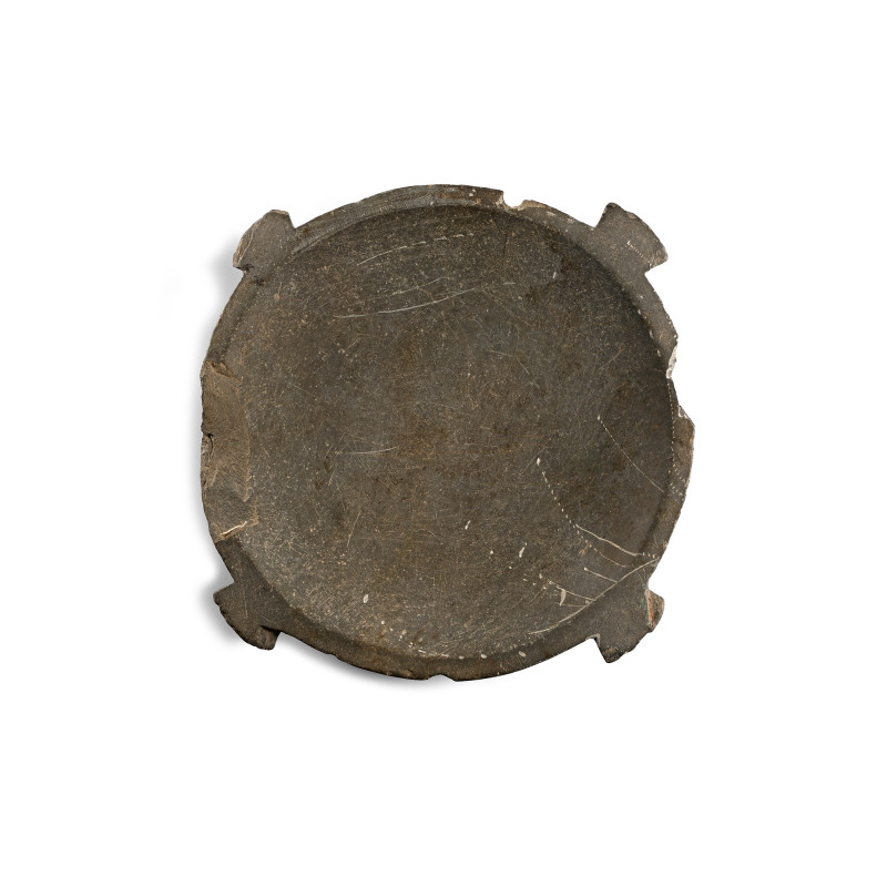 Egyptian Schist Plate. Ptolemaic Period, 323-30 B.C. Discoid palette with rounde...