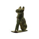 Egyptian Bronze Bastet Cat Amulet. Late Period, 664-332 B.C.