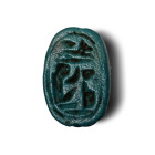 Egyptian Faience Scarab with Hieroglyphs. Late Period, 664-332 B.C.