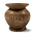 Egyptian Alabaster Kohl Pot with Later Hieroglyphs. Second Intermediate Period, 1650-1550 B.C.