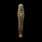 Egyptian Blue Glazed Hieroglyphic Shabti for Ta-Amun. Saite Period, 26th Dynasty, 664-525 B.C. or later