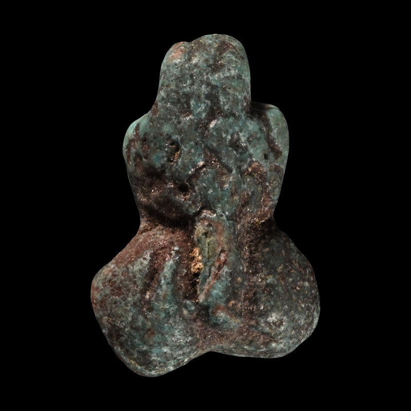 Egyptian Faience Phallic Amuletic Pendant. Ptolemaic Period, 332-30 B.C. Formed ...