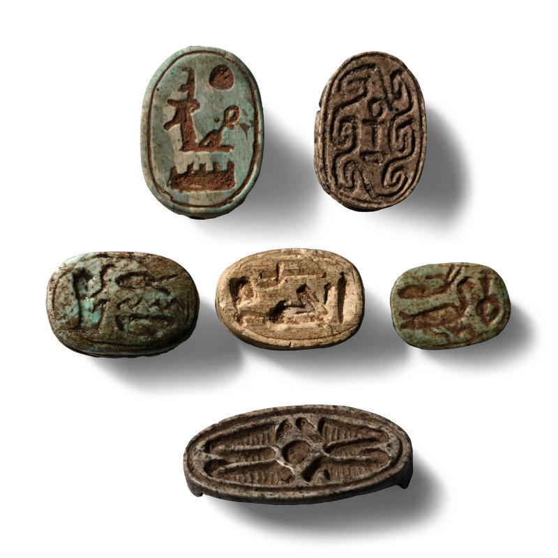Egyptian Mixed Scarab Collection. 2nd-1st millennium B.C. Comprising (from left ...